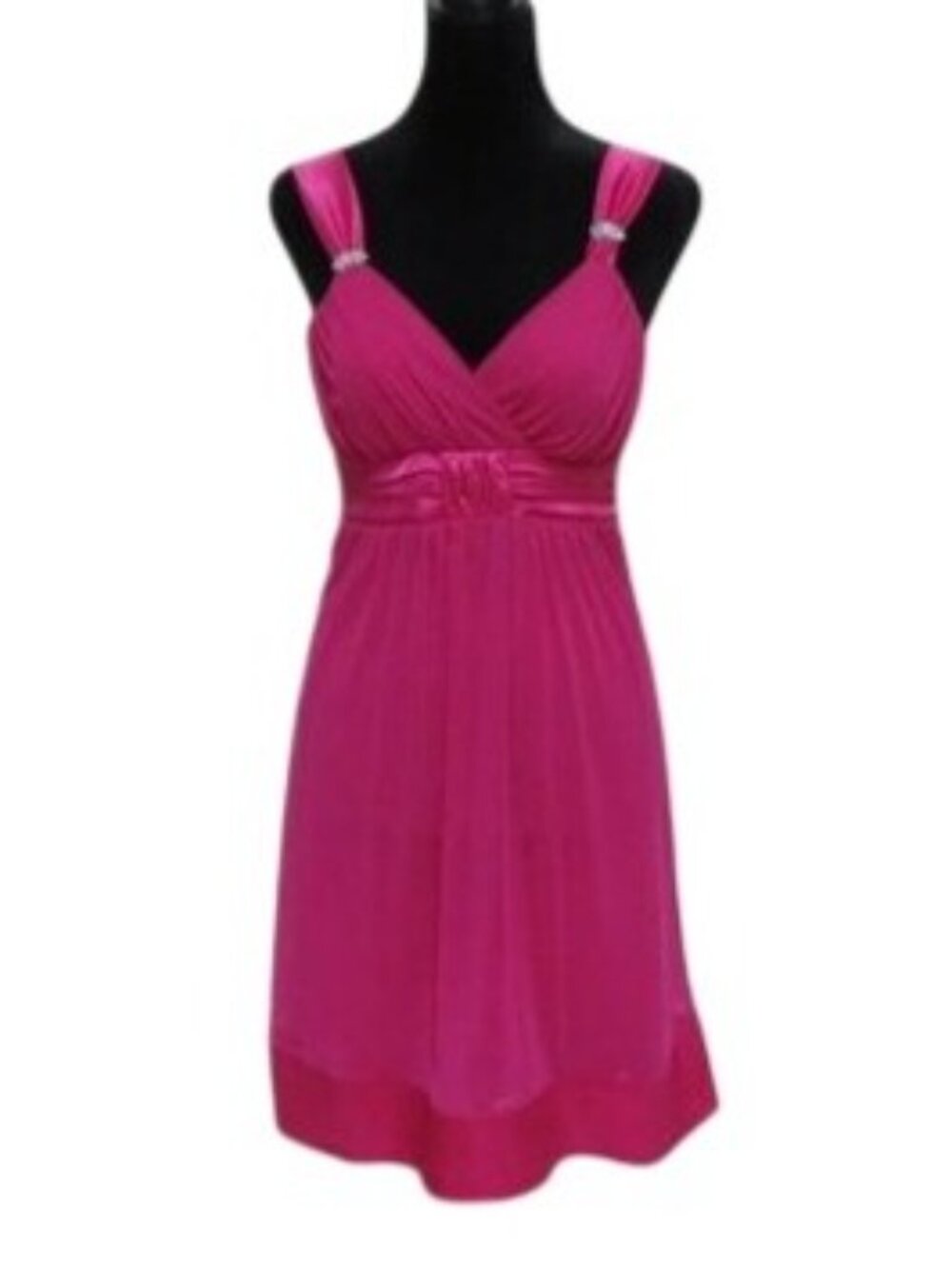 Deb Vibrant Pink Cocktail Bridesmaid Prom Formal mini dress polyester & spandex - Picture 10 of 10